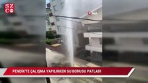 Su borusu patladı; tazyikli su apartmanın yüksekliğine ulaştı