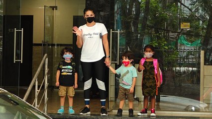 Sunny Leone के बच्चों ने बड़े Style में Media के सामने आकर दिए गजब Pose | FilmiBeat