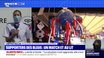 Match des Bleus: de "la fermeté" mais "une tolérance" acceptée pour rentrer chez soi après le couvre-feu ce soir, explique cette policière