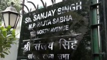 Protesters blacken AAP MP Sanjay Singh's nameplate outside his Delhi house