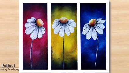 Easy and beautiful White flower painting_ Three part painting _Pallavi Drawing Academy