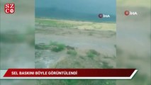 Sel baskınındaki azgın sular böyle görüntülendi