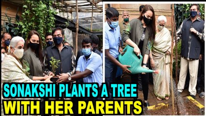Sonakshi Sinha plants a tree with her parents