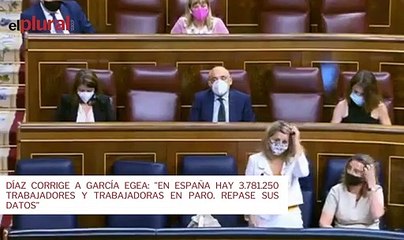 Díaz corrige a García Egea: "En España hay 3.781.250 trabajadores y trabajadoras en paro. Repase sus datos"