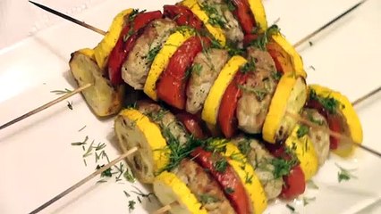 Куриные шашлычки с кабачками