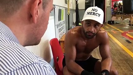 Sheffield's Kid Galahad with  trainer Dom Ingle after the announcement of his IBF world title fight in August.