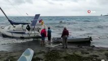 Erdek'te şiddetli lodos teknelere zarar verdi