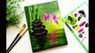 Step By Step Acrylic Painting On Canvas For Beginners | Bamboo And Orchids | Reflections