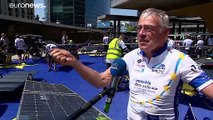Cyclists on solar-powered bikes set off on a 10,000-km tour of Europe