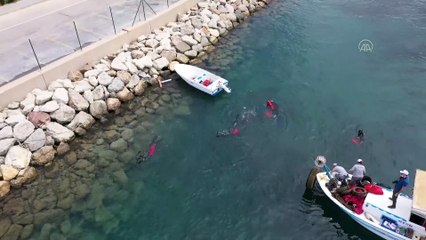 MUĞLA - Bodrum'da dalgıçların yaptığı deniz dibi temizliğinde yarım tona yakın atık toplandı