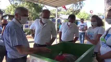 Uydu takip cihazı takılan yeşil deniz kaplumbağası denize bırakıldı