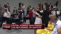 Vladimir Putin delivers remarks after meeting with President Joe Biden