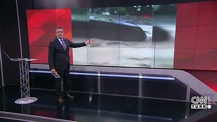 Araç selde böyle sürüklendi