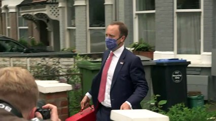 Hancock asked if he's going to resign as he leaves his home