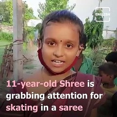 Little Girl From UP Skates In A Saree To Spread Awareness On COVID Vaccination