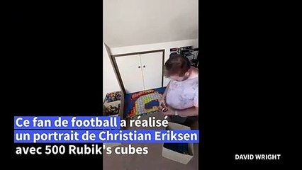 Un Anglais construit un portrait de Christian Eriksen avec 500 Rubik's cubes