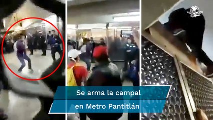Mega pelea campal entre usuarios y policías en Metro Pantitlán
