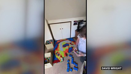 English footy fan celebrates Eriksen's recovery with a 500 Rubik's Cube portrait