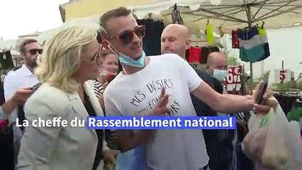 Régionales: sur un marché du Var, Marine Le Pen vole la vedette à Thierry Mariani
