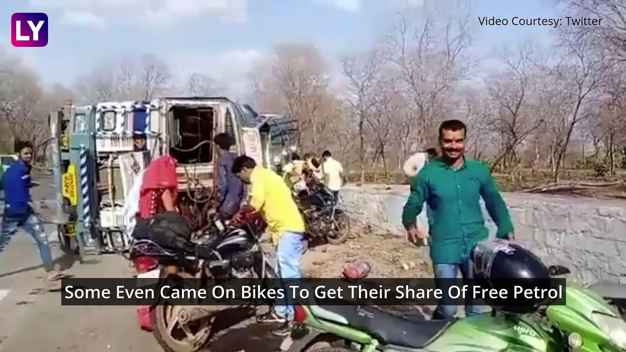 Tanker Overturns, Two Injured But Villagers Rush To Grab Petrol In MP's Shivpuri District