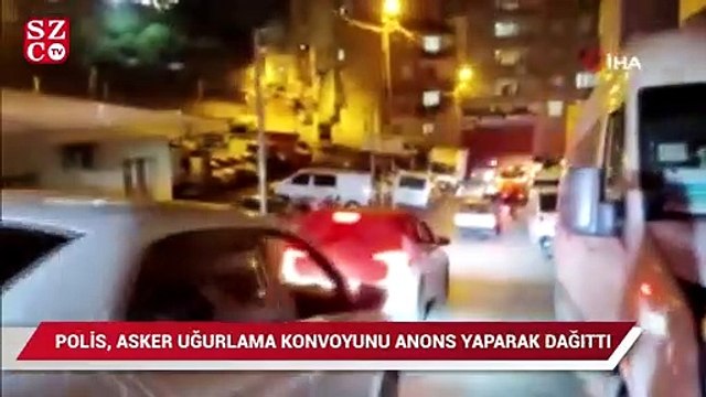 Asker konvoyunu polis ekipleri anons yaparak dağıttı