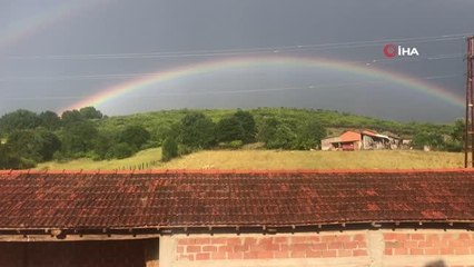 Çanakkale'de çifte gökkuşağı manzarası