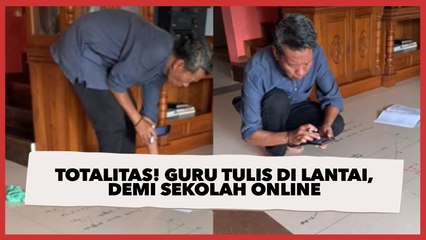 Totalitas! Guru Tulis Materi di Lantai, Demi Beri Penjelasan saat Sekolah Online