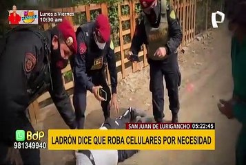 SJL: delincuente asegura que no robó, sino que su bolso se engancho en celular ajeno