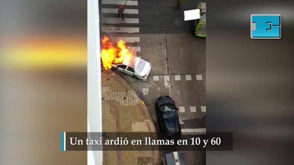 Un taxi ardió en llamas en 10 y 60