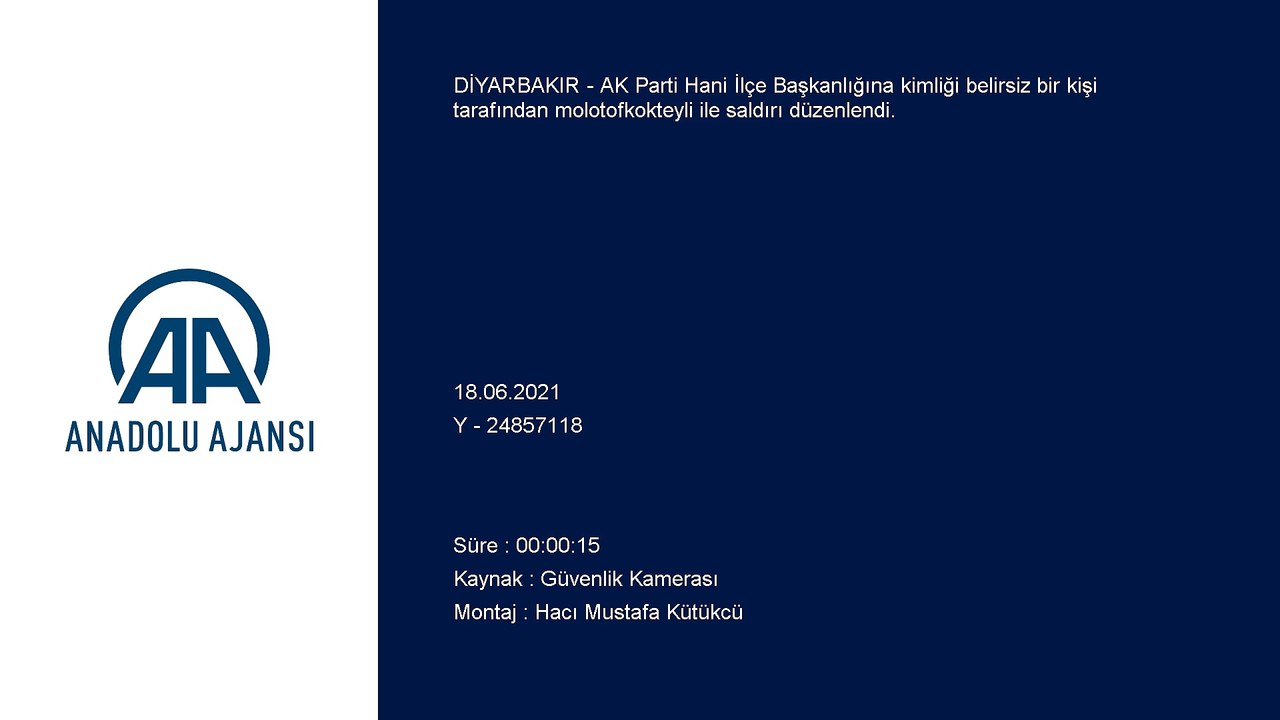 DİYARBAKIR - AK Parti Hani İlçe Başkanlığına molotofkokteylli saldırı