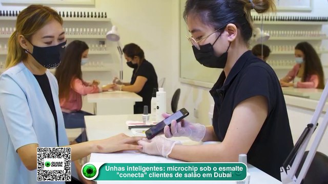 Unhas inteligentes- microchip sob o esmalte -conecta- clientes de salão em Dubai