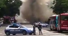 Roma - Bus Atac in fiamme in via Portuense (19.06.21)