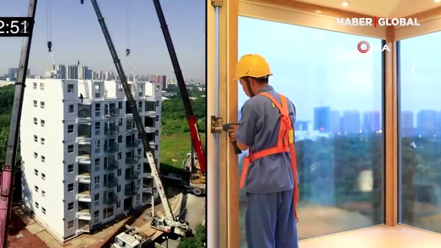 İnanılmaz olay: Çinli şirket 28 saatte 10 katlı bina inşa etti
