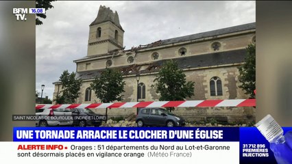 Dans l'Indre-et-Loire, une tornade arrache le clocher d'une église