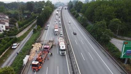 Son dakika haber... Anadolu Otoyolu'nda 13 aracın karıştığı kazalarda 3 kişi yaralandı