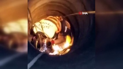 Kuyuya düşen kediyi itfaiye kurtardı