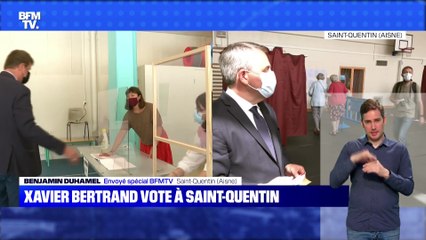 Xavier Bertrand vote à Saint-Quentin - 20/06