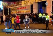 Fiesta Covid en SJL: más de 100 personas huyen tras lanzar botellas de licor a la policía
