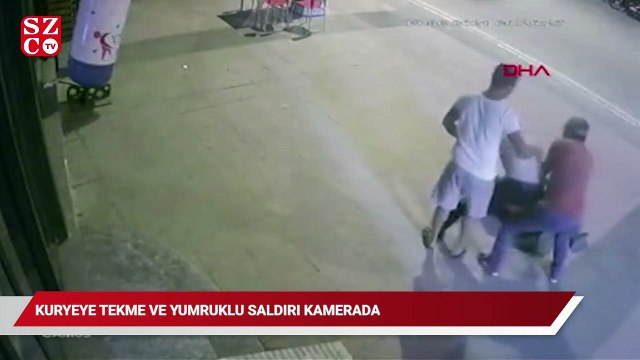 Kuryeye tekme ve yumruklu saldırı kamerada