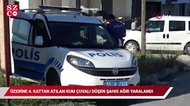 Üzerine 4. kattan atılan kum çuvalı düşen şahıs ağır yaralandı