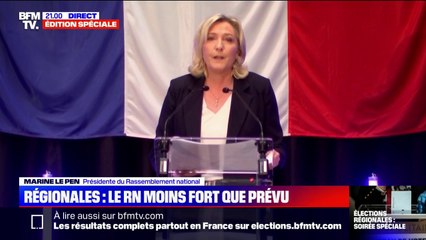 Pour Marine Le Pen, l'abstention donne une "vision trompeuse des forces politiques en présence"