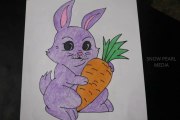Cute Rabbit with Carrot Drawing | Crayon Art | Arts and Crafts #11