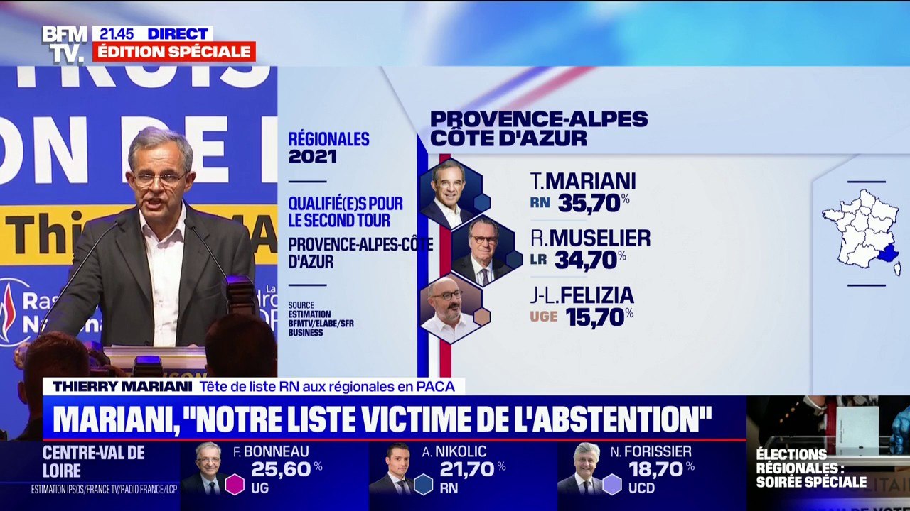 Régionales en Provence-Alpes-Côte d'Azur: Thierry Mariani (RN) appelle ses électeurs à se réveiller, à aller voter "pour qu'un vrai changement soit possible"