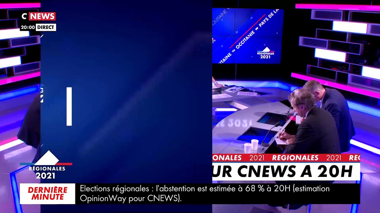 Elections régionales du 1er tour le 20 juin 2021 : "Il est 20h sur CNews voici les estimations"