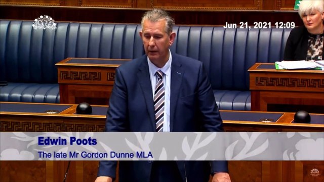 MLAs brought to tears by Edwin Poots' tribute to Gordon Dunne