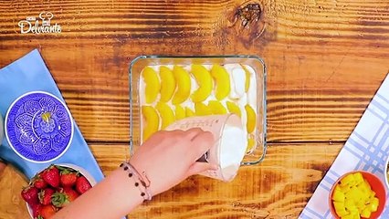 Postre cremoso de galletas Marías y frutas SIN HORNO.| Cocina Delirante
