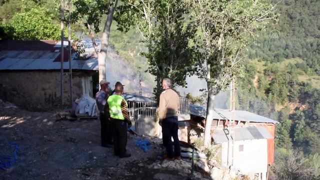 GÜMÜŞHANE - Örtü yangınında 3 hektarlık alandaki meyve ağaçları ile 4 metruk bina zarar gördü