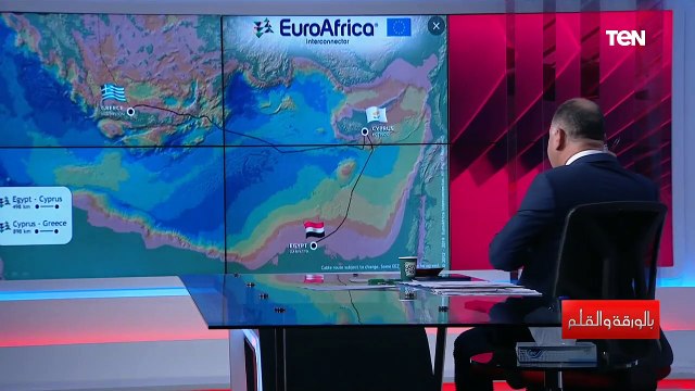 كيف سيتم الربط الكهربائي بين مصر واليونان ومنها لأوروبا؟ الديهي يشرح بالخريطة