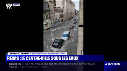 Orages: le centre-ville de Reims sous les eaux