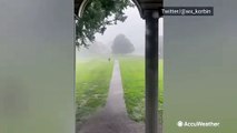 Front yard drenched by flooding rain in Arkansas